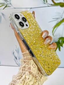 Y2k 1pc Glitter High Glossy Phone Case Compatible With IPhone Compatible With Samsung  Compatible With OPPO Compatible With VIVO Waterproof Shockproof Anti-Fall Scratch Resistant - Gold - View 5