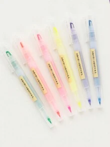 1 盒/套 6 支深馬卡龍色螢光筆，透視窗，雙頭，用於學生重要標記 - 彩色 - 查看 5