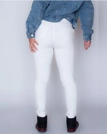 Jeans Mujer Blanco Ajustado Roto Stretch De Talle Alto - Blanco - Ver 2
