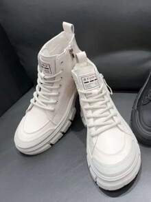 Solid Color Minimalist Fashion Boots - Beige - View 2