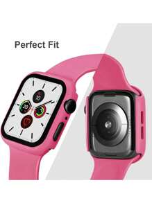 Bộ 2 dây đeo đồng hồ thể thao bằng silicon mềm dễ thương màu hồng cho nam và nữ & miếng dán màn hình 2 trong 1, vỏ đồng hồ bằng phim cường lực siêu mỏng, dành cho dây đeo đồng hồ 38/40/41/42/44/45/46/49mm, Series Ultra/SE/11/10/9/8/7/6/5/4/3/2/1, phụ kiện vỏ đồng hồ thông minh - Búp bê barbie màu hồng - Xem 4