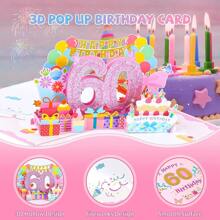 60歲生日卡,立體彈出賀卡,3d彈出賀卡生日賀卡,附信封的生日卡,適用於女性、母親、女孩、男性、朋友、浪漫禮品卡 - 彩色 - 查看 4