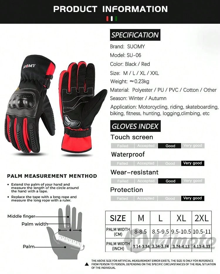 High Sales SUOMY SU-17 Motorcycle Racing Glove Winter Windproof Warm - Foto 5