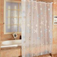 1 件 Peva 防水、防潮、防霉海星浴帘，带 12 个金属挂钩孔和环，家居浴室装饰秋季装饰返校 - 彩色 - 查看 2
