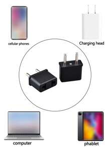 1pc Portable Travel Home Converter Plug, Black, Compatible With Us/eu Standard - Black - View 9