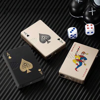 Encendedor Soplete Poker Rellenable Baraja Naipes Metalico