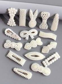 16 件/套仿珍珠发夹，款式多样，配饰、秋季、头发、发饰、配饰、女士发饰、旅行、发饰、女士配饰、发饰、女士发饰、美发工具、发饰、东西、美容配饰 - 彩色 - 查看 1