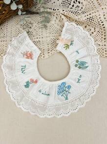 1 件女孩白色時尚刺繡圍兜 - 白色 - 查看 1