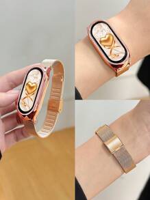 2-In-1 Milan Magnetic Closure Metal Strap & Protective Case Compatible With Xiaomi Mi Band 3/4/5/6/7/8/9, NFC - Starlight Charcoal - View 10