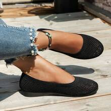 Comfortable Breathable Fashionable Flat Shoes - Black - View 2
