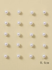 1套10對簡約優雅人造珍珠耳針套裝,適合女性日常佩戴 - 白色 - 查看 12