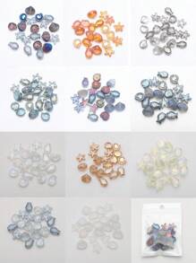 20 piezas/paquete Juego de cuentas de cristal, que incluye 5 piezas de cada uno de pez, estrella de mar, concha, caracol en tonos de color del océano, suministros para hacer joyas DIY para pendientes, collares, pasadores para el cabello, encantos de teléfono, llaveros y colgantes - Azul - Ver 3
