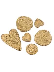 5 件不锈钢心形编织心形浮雕吊坠 DIY 珠宝配件吊坠耳环项链制作连接器 - 金黃色 - 查看 2