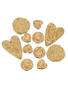 5 件不锈钢心形编织心形浮雕吊坠 DIY 珠宝配件吊坠耳环项链制作连接器 - 金黃色 - 查看 1