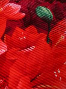 Cobijas Ligera Matrimonial Con Flores, Frazada Súper Suaves y Acogedoras, Patrón a Rayas, Super Suave y Cálida, Para Uso Durante Todas Las Estaciones (200*220 cm) - Cereza Café - Ver 4