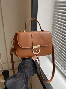 Túi đeo chéo Nữ màu trơn Có thể điều chỉnh được Tay cầm Top Đúng mốt - màu nâu - Xem 1