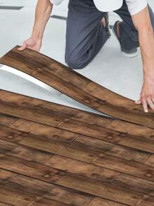 1入組自粘式PVC地板貼紙，磨損風格多色木紋防滑貼紙可拆卸剝離，適用於臥室，客廳，浴室，廚房防水翻新壁貼，家居裝飾