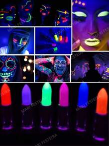 Batom Neon Maquiagem Fluorescente Artística Festa e Eventos 5 Opções de Cores - Amarelo - Visão 2