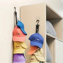 1pc Baseball Cap Rack, Hold Up To 8 Caps, Fitted Caps Sun Hats Organizer, Hat Storage Hanger For Closet Rod, Wall, Door, Clothes RackStorage Bag - Black - View 2