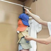 1pc Baseball Cap Rack, Hold Up To 8 Caps, Fitted Caps Sun Hats Organizer, Hat Storage Hanger For Closet Rod, Wall, Door, Clothes RackStorage Bag - Black - View 3