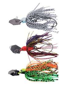 Lote de 3 piezas de señuelos de pesca de tipo Chatterbait de 10g, señuelos de giro, jigs, y cucharillas para la pesca de lubinas, luciopercas, percas, etc.