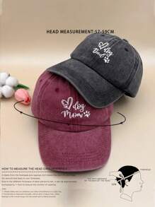2 Miếng Không giới tính Y2K Phong cách Mũ bóng chày Với Thêu Tim , Chân gấu , Chó Mẹ , Denim mùa giặt Đối với Các hoạt động ngoài trời , Chống nắng , Mặc hàng ngày In Cà phê Và Màu hồng - Nhiều màu - Xem 3