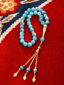 1入組33顆10mm彩色珠子tasbih手鍊-適合日常佩戴 - 淺藍色 - 查看 2