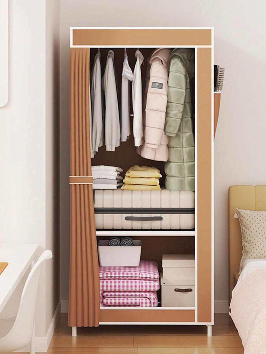 1 Piece Multifunction Portable Wardrobe - Brown - View 1