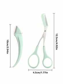 2入組眉毛修剪剪刀眉毛刮刀套裝,帶梳的專業精密眉剪,綠色小臉毛刮除工具適用於女性 - 綠色 - 查看 2