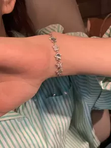 1pc Korean Opal Star Bracelet Women's Light And Luxury Design Exquisite And Boudoir Couple's Pull Out Handwear - Silver - View 4