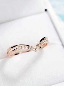 1 件个性化镀玫瑰金 925 纯银心形方晶锆石细节戒指，适合女性情人节、妈妈、母亲、母亲节、礼物