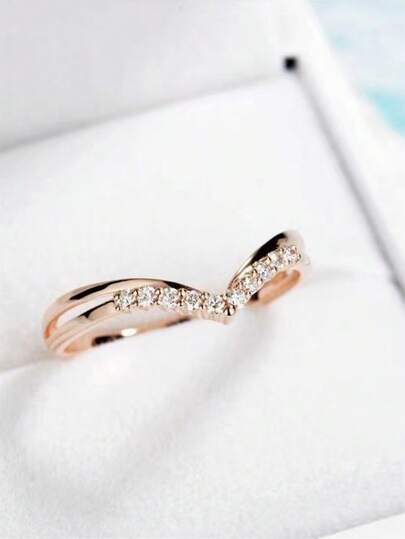 1 件个性化镀玫瑰金 925 纯银心形方晶锆石细节戒指，适合女性情人节、妈妈、母亲、母亲节、礼物