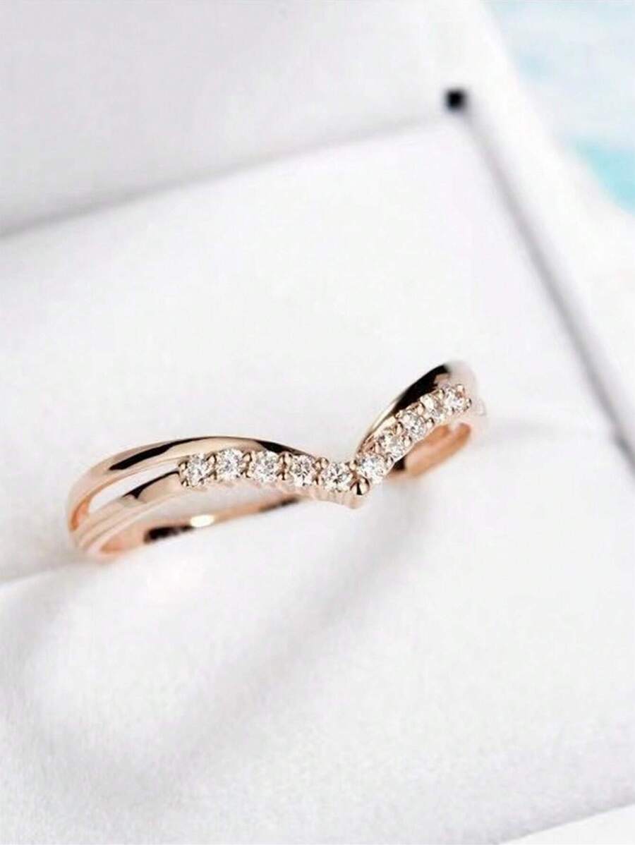 1 件个性化镀玫瑰金 925 纯银心形方晶锆石细节戒指，适合女性情人节、妈妈、母亲、母亲节、礼物