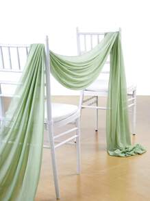 1 件 70x600 厘米新娘拱门雪纺窗帘布，适用于派对背景、生日派对、婚礼装饰、家居装饰、圣诞节 - 綠色 - 查看 2