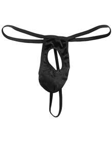 Tanga con Bolsa para Hombre Ropa Interior Lenceria - Negro - Ver 1