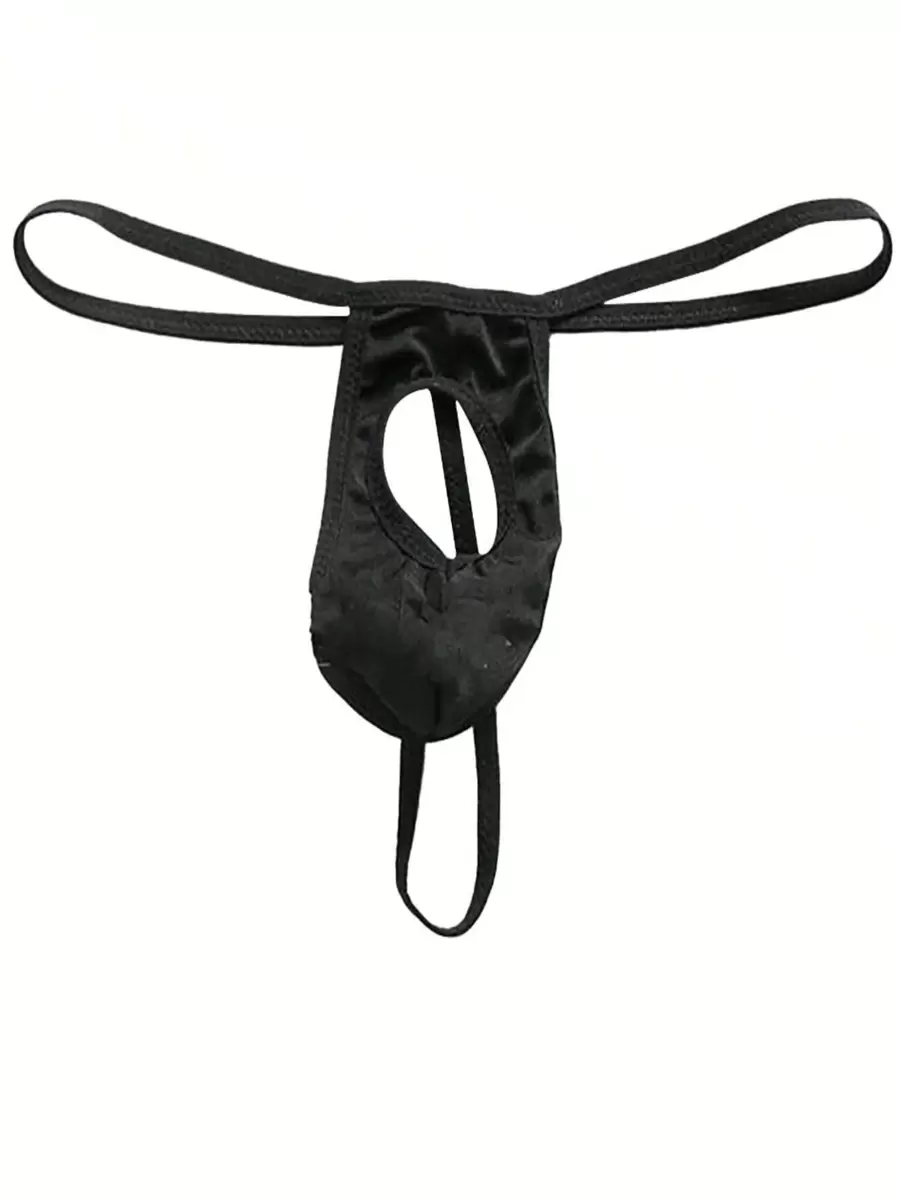 Tanga con Bolsa para Hombre Ropa Interior Lenceria - Negro - Ver 1