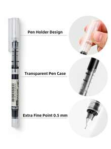 12 支/套超細金融中性筆,帶黑色墨水和筆芯,適合學校、辦公室和考試使用文具 - 黑色 - 查看 4