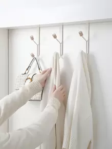 1個簡單的衣櫥收納架,門後帽衣服配件收納架,家居臥室掛櫃無需鑽孔 - 白色 - 查看 1