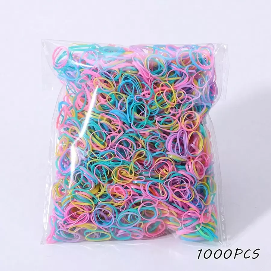 1000pcs Colorful Children Hair Ties With Bowknot Design, Disposable Elastic Ponytail Holders For Girls, Holidays And Simple Functions - Multicolor - View 1