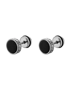 1pair Black Great Wall Pattern Earrings Suitable For Men And Women Daily Wear - Black - View 14