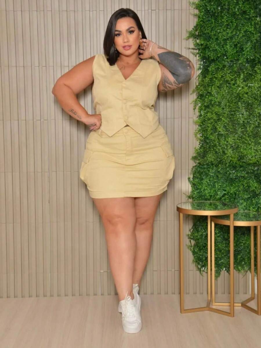 Plus Size Skirts - Rượu sâm banh - Xem 1