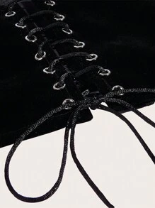 1pc Ladies' Hollow Out Thin Strap Corset Waistband With Suspenders For Street Fashion & Daily Wear, Pd576 - Black - View 4