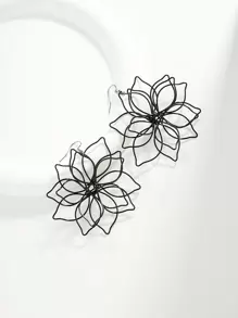 1pair Bohemian Style Creative Flower Pendant Earrings, Suitable For Women's Daily Wear Valentines - Black - View 4