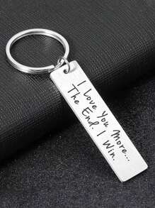 1Pc I Love You More The End I Win Keychain,Couple Keychain,Keyring For Boyfriend,Girlfriend Gift Birthday,Anniversary Gift For Him Casual Valentine's Day - Silver - View 1