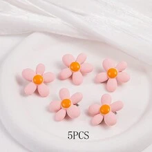 5入組粉色的小花髮夾適用於兒童 - 紅色 - 查看 2