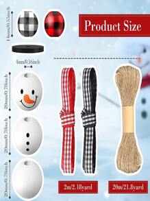 80 顆聖誕雪人木珠冬季木珠聖誕水牛格子木圓珠聖誕節印花木珠帶 Diy 麻線圍巾木珠工藝品 - 紅白色 - 查看 2