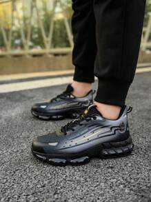 男士钢头工作鞋轻便气垫运动鞋防滑工作靴坚不可摧的鞋子 - 黑色 - 查看 5