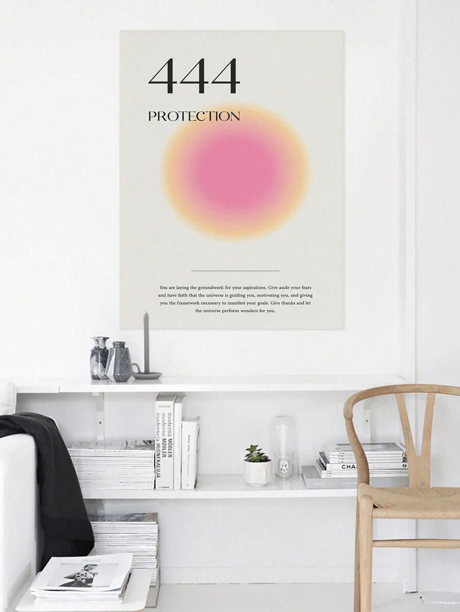 1張幸運號碼創意藝術海報印刷漸變光暈多彩漸變搞笑壁藝美學帆布壁畫家居裝飾客廳臥室俱樂部美學時尚臥室裝飾創意禮物,無框 - 粉色 - 查看 1