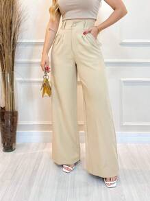 Women Pants - 卡其色 - 查看 1