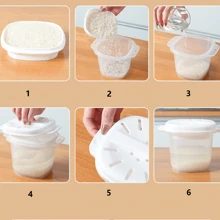 1pc New Double Handle Rice Cooker With Lid And Draining Hole, Microwaveable, Great For Brown Rice, Refrigeration, And Steaming - White - View 10